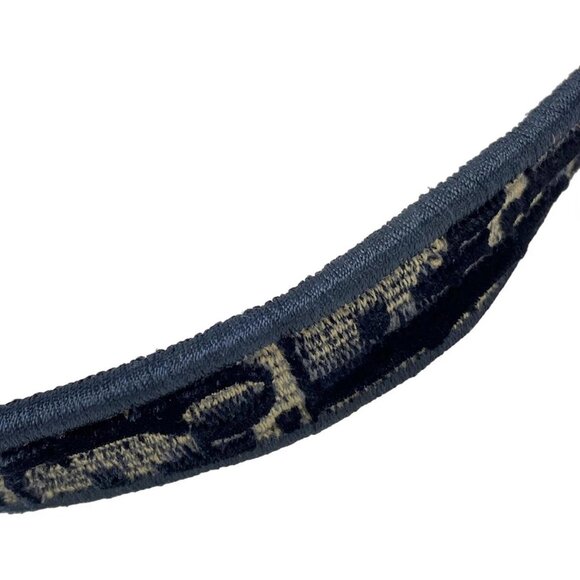 Auth DIOR/ChristianDior Saddle Bag Navy Cream Gray Velour Jacquard Handbag - Picture 8 of 16